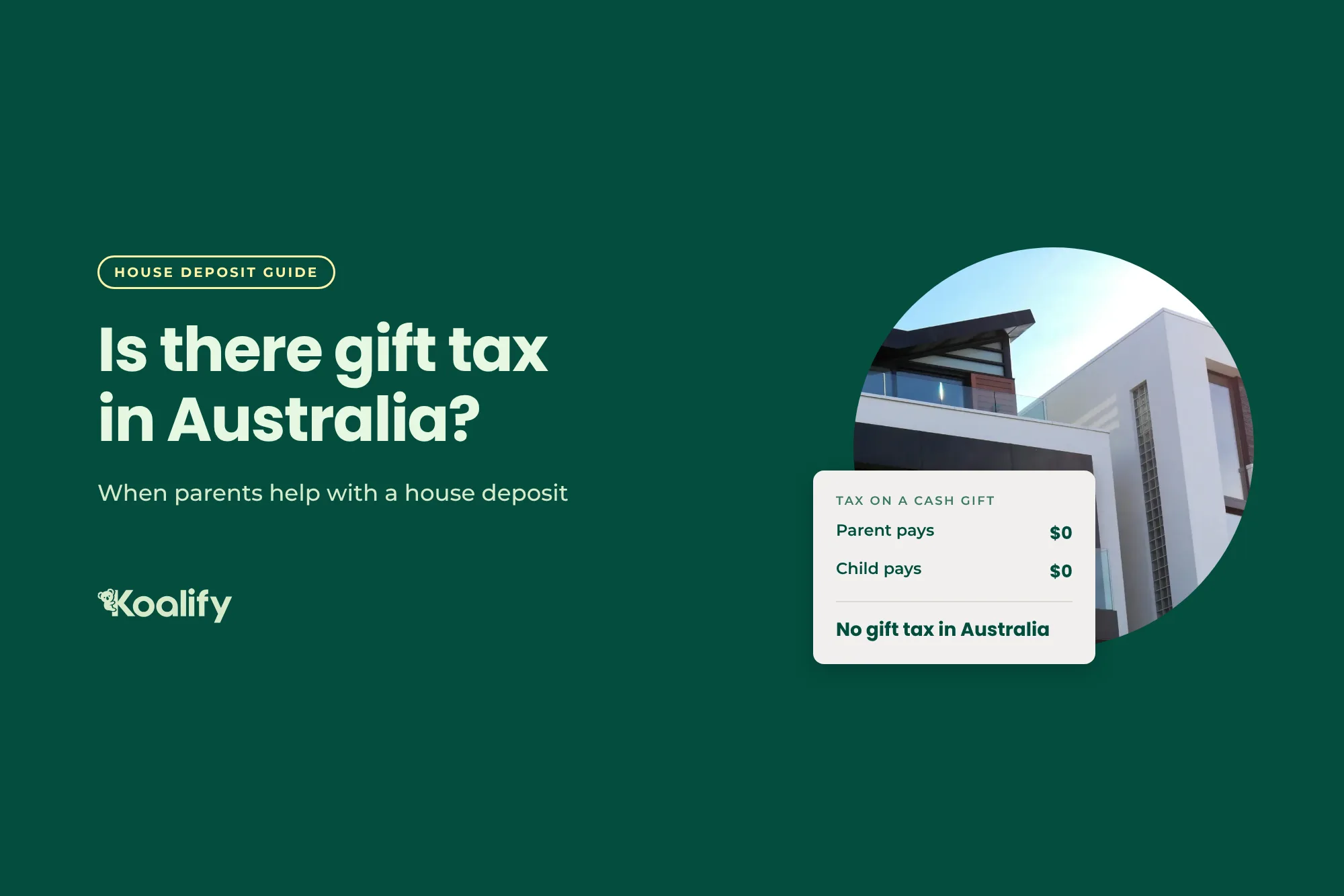 Is there gift tax in Australia? No: a cash gift for a house deposit is tax-free for both the parent and the child